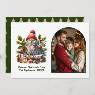 Woodland Owl Cozy Forest Christmas Magic Photo Holiday Card