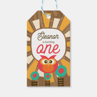 Woodland Owl First Birthday Invitation – One Year  Gift Tags