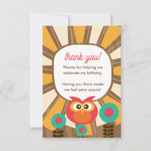 Woodland Owl First Birthday Thank you – One Year Card