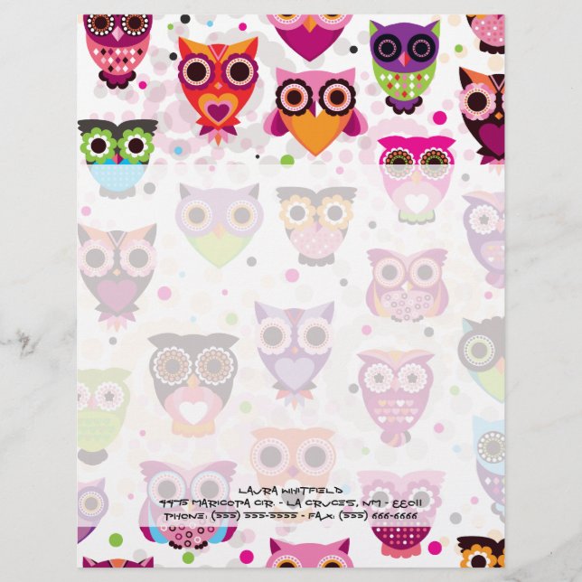 Woodland Owl Forest Hoot Letterhead Stationery (Front)