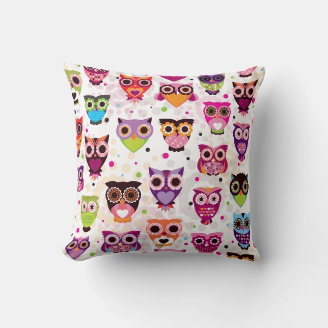Woodland Owl Forest Hoot Night Couch Throw Pillow (Front)