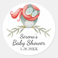 Woodland Owl in Red Scarf Baby Shower