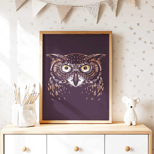 Woodland Owl Nursery Wall Art Poster Print