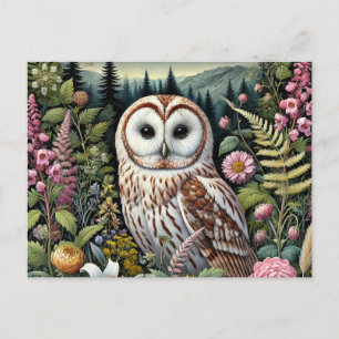 Woodland Owl Postcard Majestic Forest Owl Art