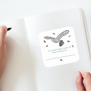 Woodland Owl Storybook Baby Bookplates Square Sticker