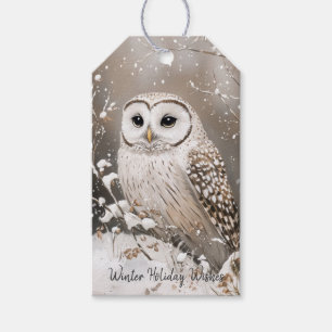 Woodland Owl Winter Christmas Gift Tags