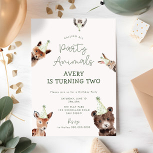 Woodland Party Animals Birthday Invitation