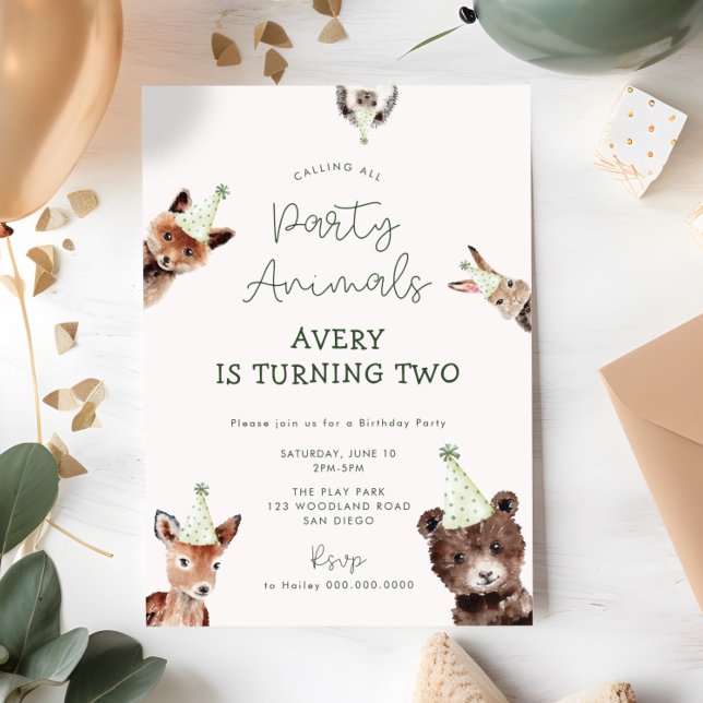 Woodland Party Animals Birthday Invitation (Creator Uploaded)