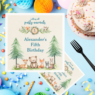 Woodland Party Animals Birthday Party Invitation Napkin