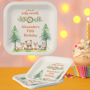Woodland Party Animals Birthday Party  Paper Plate