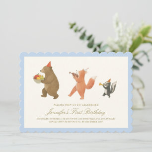 Woodland Party Animals First Birthday Invitation