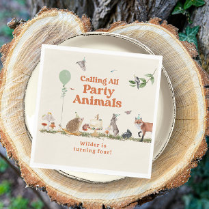 Woodland Party Animals Neutral Birthday Party Napkin