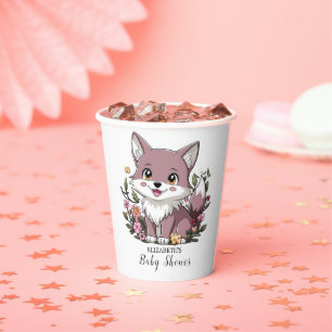 Woodland Pastel Wolf Baby Shower Paper Cups