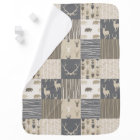 Woodland Patchwork Blanket in Tan and Grey