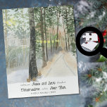 Woodland Path Personalised Watercolor Christmas Jigsaw Puzzle<br><div class="desc">Personalised watercolor winter landscape jigsaw puzzle with fully editable wording which you can personalise for any occasion or delete altogether. Watercolor design with scenic peaceful landscape of country path, pine trees and woodland birds including an owl and a robin perched on the fence posts. peaceful landscape of country lane in...</div>