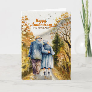 Woodland Path Senior Couple Wedding Anniversary Card
