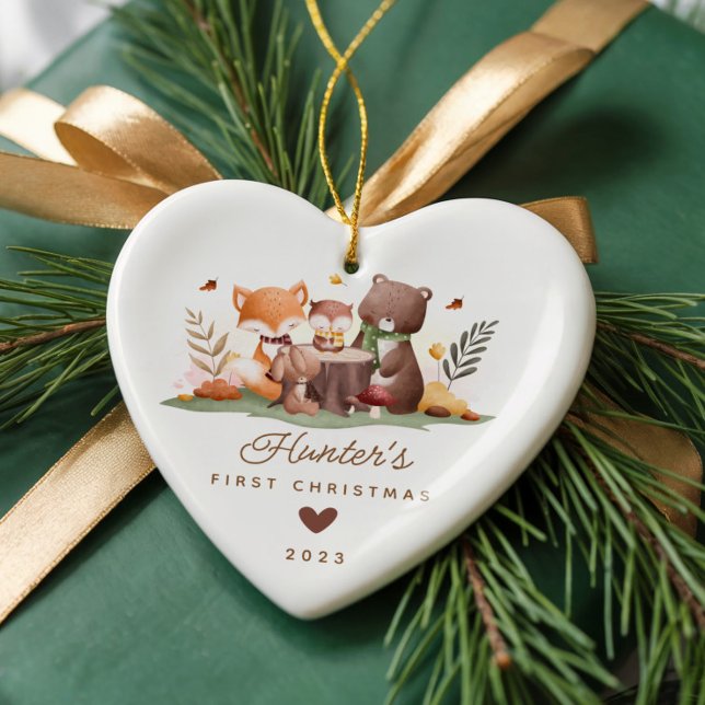 Woodland Photo Baby's First Christmas Ceramic Ornament (Creator Uploaded)