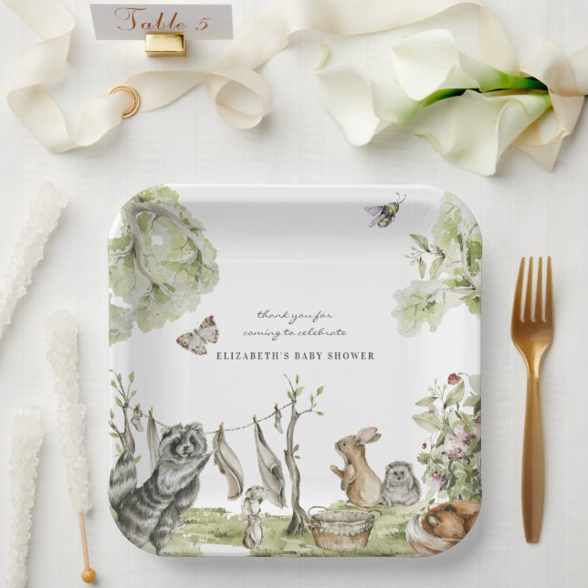 Woodland Picnic | Forest Animals Baby Shower Paper Plate (Wedding)