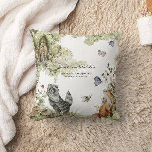 Woodland Picnic   Forest Animals Birth Stats Cushion