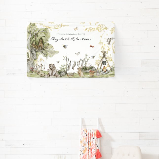 Woodland Picnic | Forest Baby Shower Welcome Banner (Insitu)