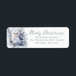 Woodland Pine 0wl Christmas Return Address Label<br><div class="desc">A baby wolf is nestled in a winter pine forest. Merry Christmas is written in a simple script above the return address. All of the text can be edited.</div>