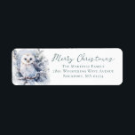 Woodland Pine 0wl Christmas Return Address Return Address Label<br><div class="desc">A baby wolf is nestled in a winter pine forest. Merry Christmas is written in a simple script above the return address. All of the text can be edited.</div>