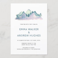 Woodland Pine Mountains Nature Green Blue Wedding