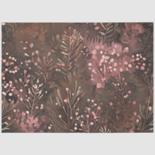 Woodland Pine & Soft Pink Berries Festive Pattern Tissue Paper