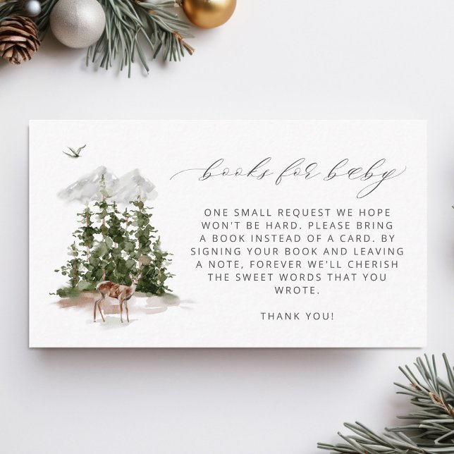 Woodland Pine Trees Books For Baby Enclosure Card (Creator Uploaded)