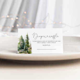 Woodland pine trees diaper raffle ticket enclosure card