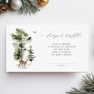 Woodland Pine Trees Diaper Raffle Ticket  Enclosure Card