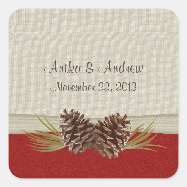 Woodland Pinecones Square Sticker (Front)