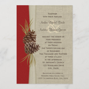 Woodland Pines Red Wedding Invitation