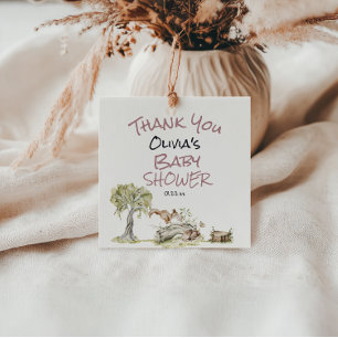 Woodland Pink Girl Wild Forest Animal Baby Shower Favour Tags