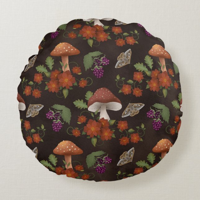 Woodland Plants Round Cushion (Front)