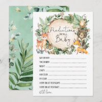 Woodland Predictions for the Baby Shower Game Card