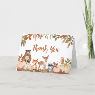 Woodland Pumpkin Animals Baby Shower Thank You Card