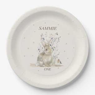 Woodland Rabbit 1st Birthday Paper Plates