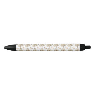 Woodland rabbit and deer pattern black ink pen
