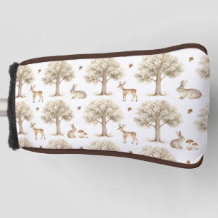Woodland rabbit and deer pattern golf head cover