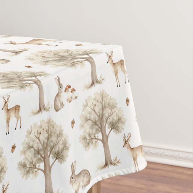 Woodland rabbit and deer pattern tablecloth (In Situ)