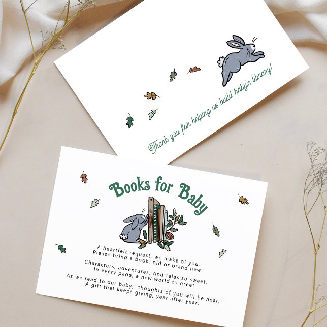 Woodland Rabbits Books for Baby Book Request Enclosure Card (Woodland Bunnies Book Request Baby Shower Card)