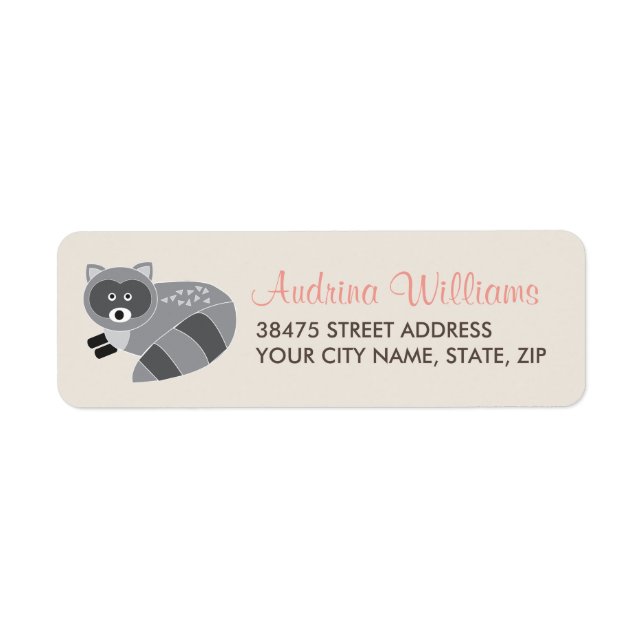 Woodland Racoon Address Label Return Address Label (Front)