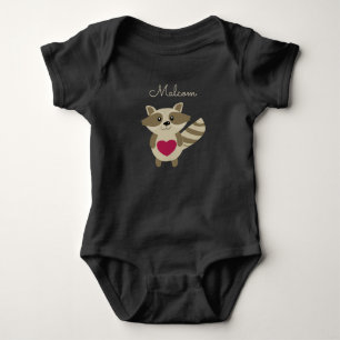 Woodland Racoon Adorable Personalised Baby Animal Bodysuit