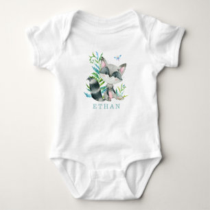 Woodland Racoon Adorable Personalised Baby Bodysuit