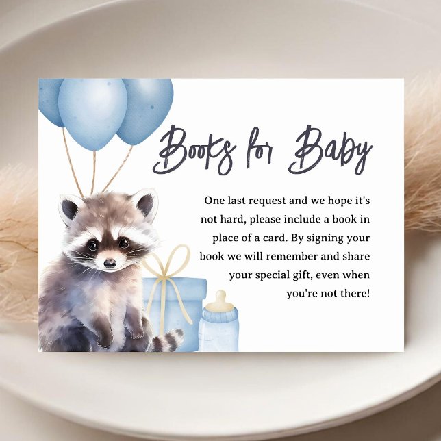 Woodland Racoon Baby Shower Books For Baby Enclosure Card (Creator Uploaded)
