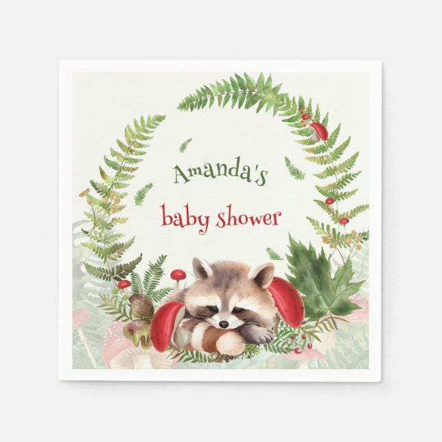 Woodland Racoon Baby Shower  Napkin (Front)