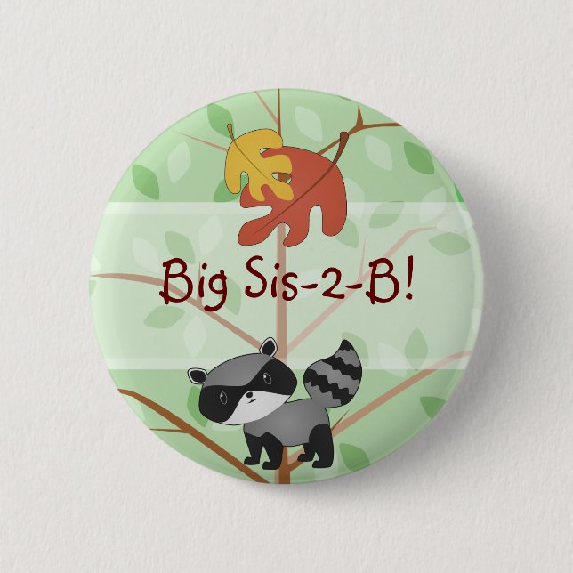 Woodland Racoon Button (Front)