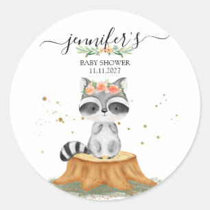 Woodland Racoon Classic Round Sticker