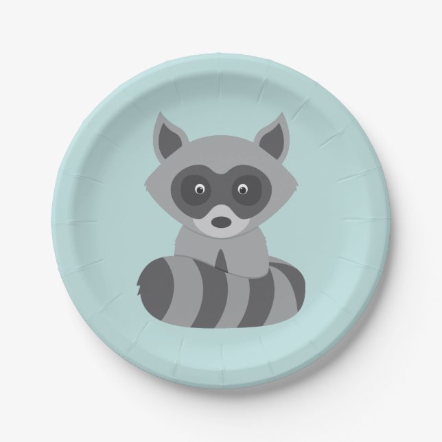 Woodland Racoon Paper Plate (Front)